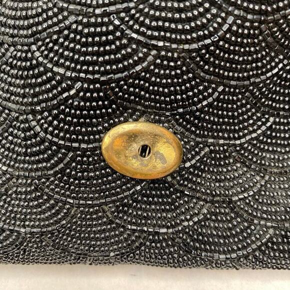 Beaded Clutch Wallet Black Made in Hong Kong FLAW - Picture 5 of 6